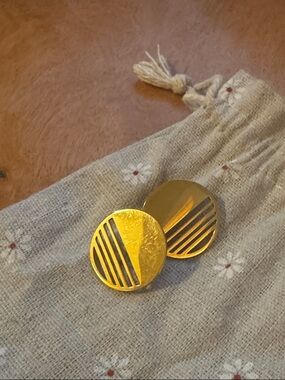 Gold-Tone Geometric Round Earrings - Women's Accessory